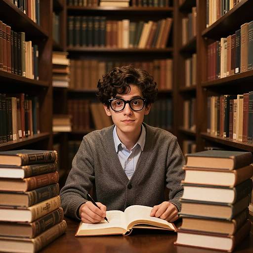 Nerdy Librarian in Cozy Library