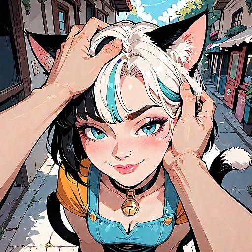 Smug Cat-Eared Girl Outdoor Masterpiece