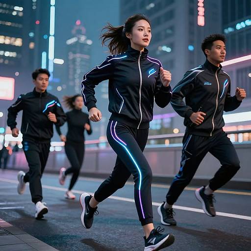 Futuristic Tracksuits in Cyberpunk City