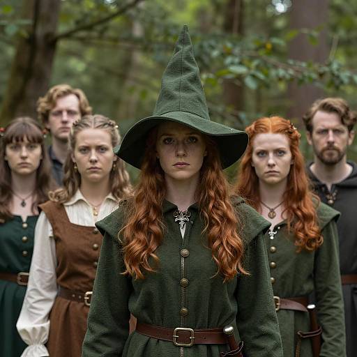 Medieval Gathering in Lush Forest Setting