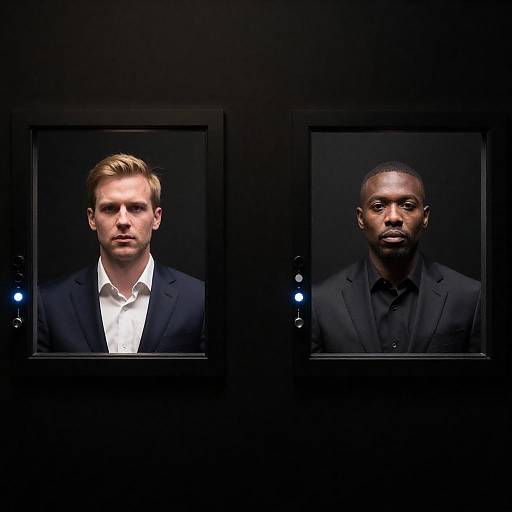 Framed Portraits: Two Men in Dark Room