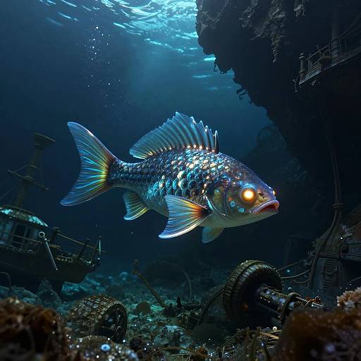 Hybrid Human Fish Exploring Deep Sea