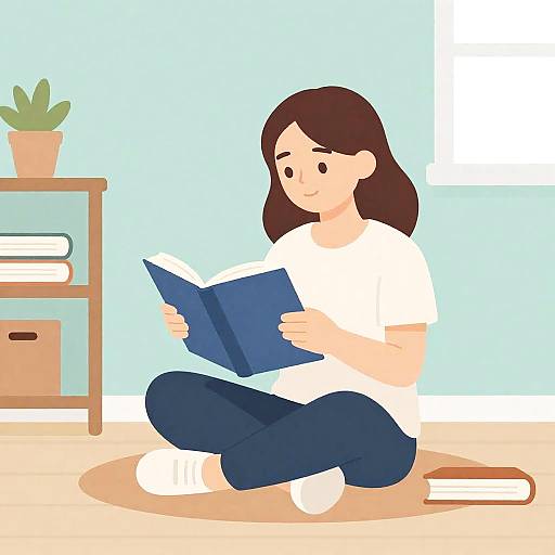 Cozy Girl Reading in Vibrant Room