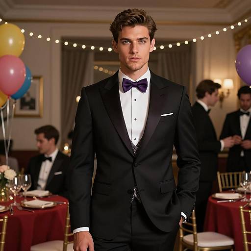 Handsome Man in Formal Attire at Elegant Party