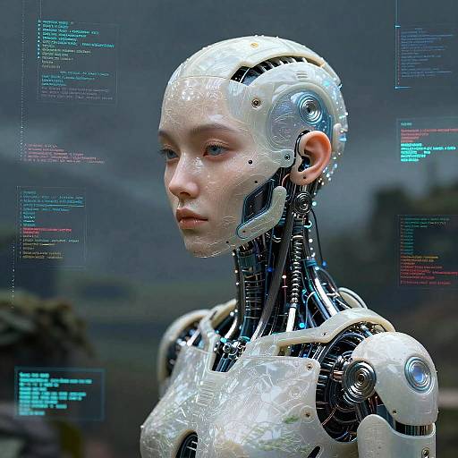 Cybernetic Artist Creating Digital Masterpieces