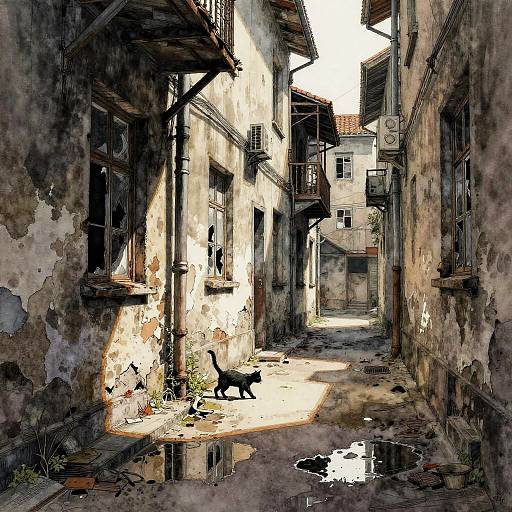 Dark Alleyway with Architectural Decay