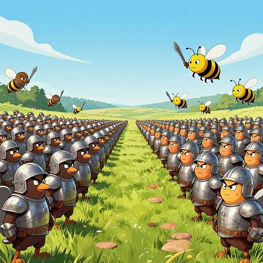 Cartoon Battlefield: Armored Birds vs Insects