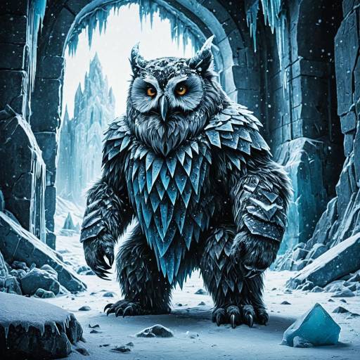 Frozen Owlbear in Ice-Spiked Ruins