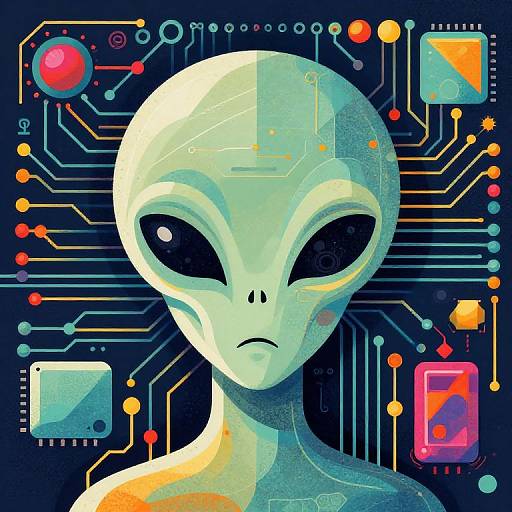 Abstract Circuitry Alien Portrait