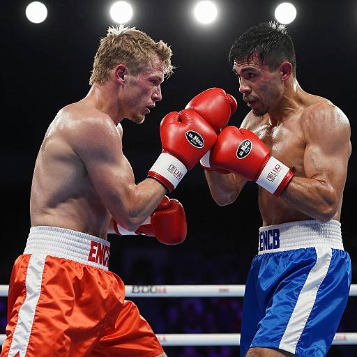 Intense Action in the Boxing Ring