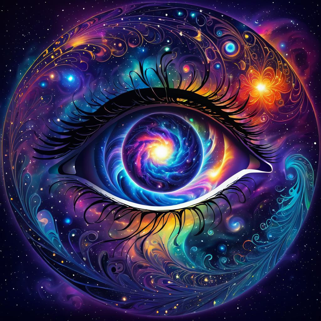 Interconnected Galaxy and Eye Art