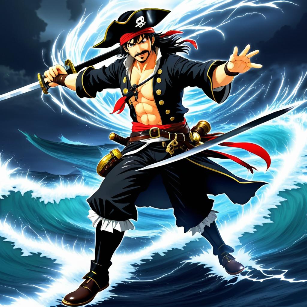 Adventurous Pirate Captain in Epic Duel