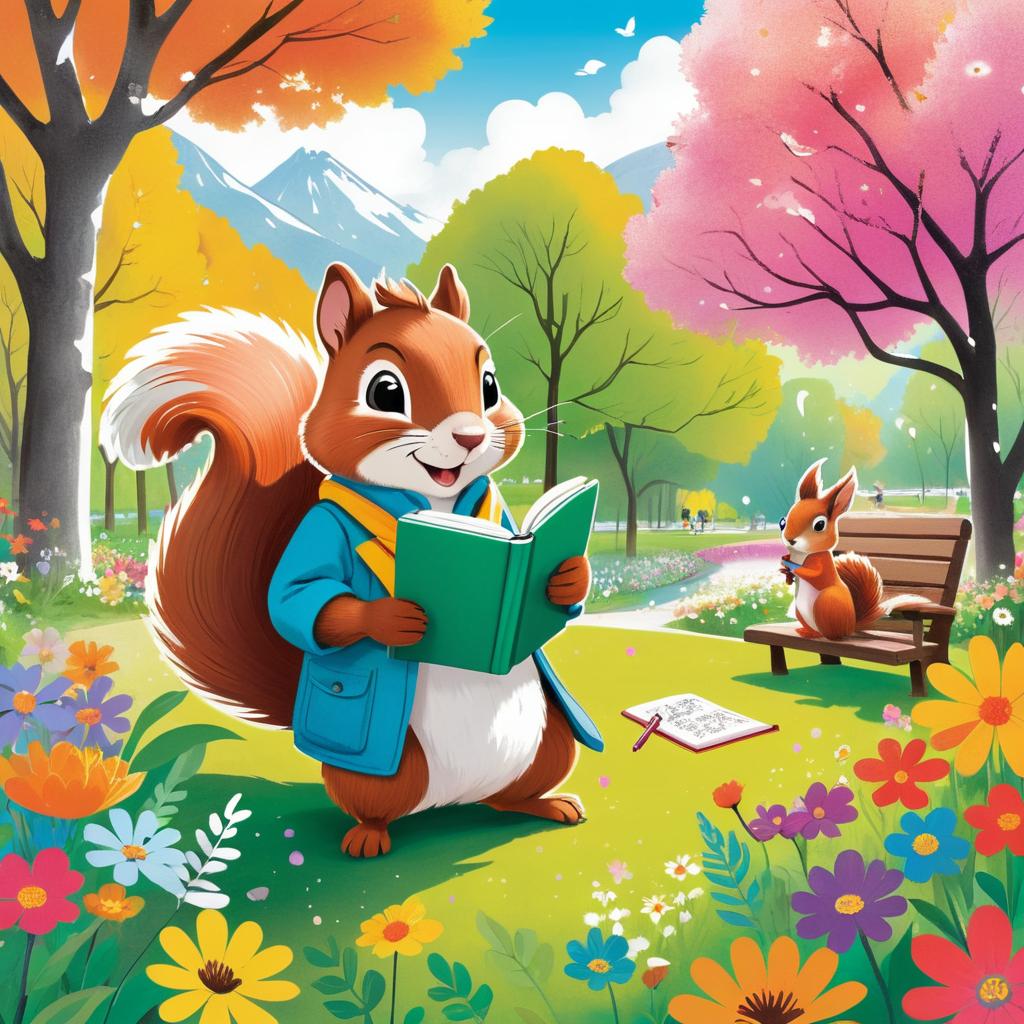 Whimsical Poet with Playful Squirrel