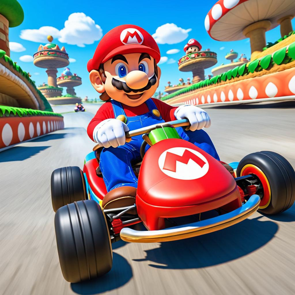 Mario Racing in Go-Kart Action