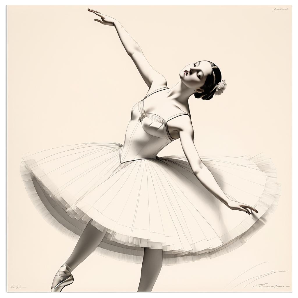 Graceful Ballerina Pencil Portrait Art