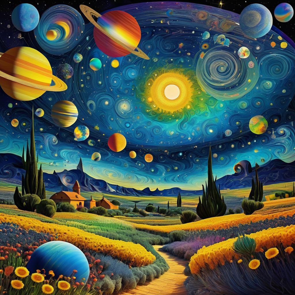 Cosmic Voyage Inspired by Van Gogh