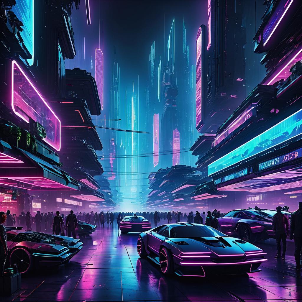 Futuristic Cyberpunk Underground Marketplace Scene