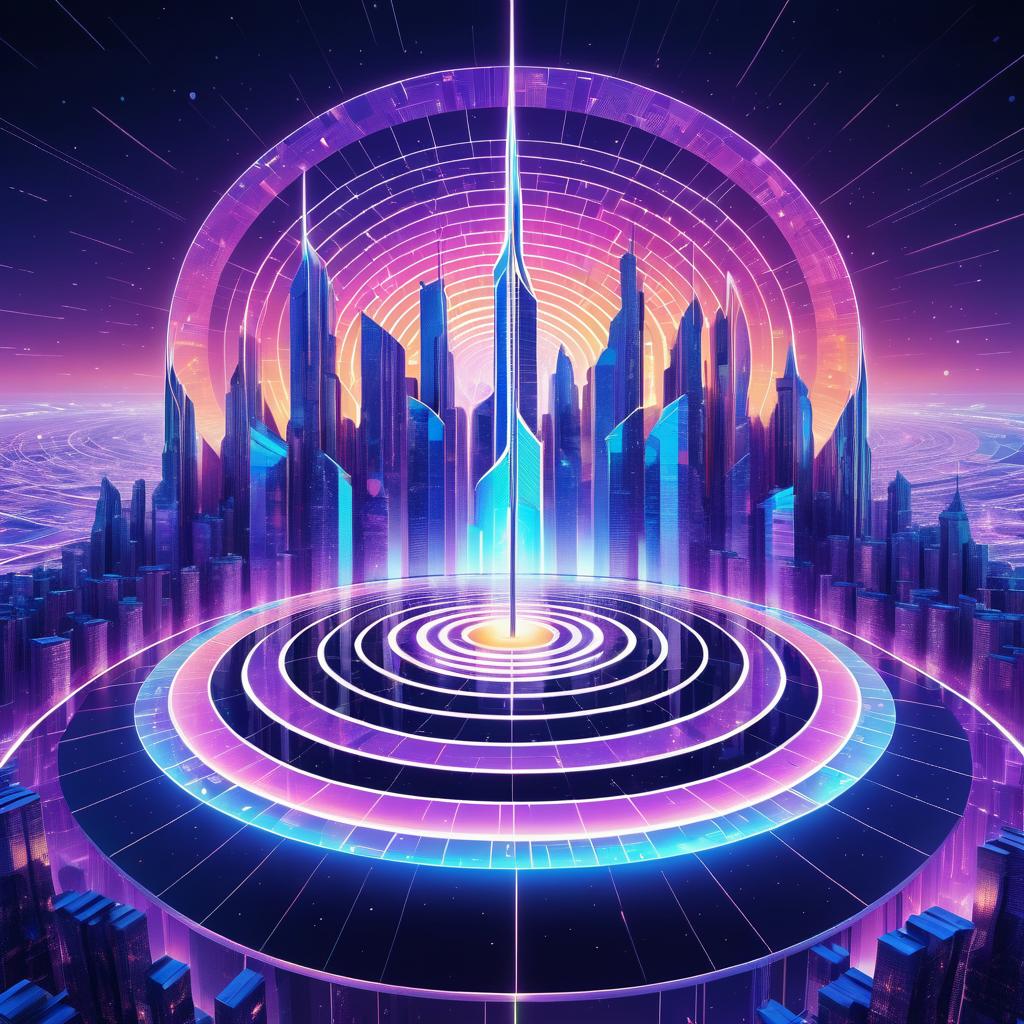 Futuristic Bitcoin Logo Cityscape Art