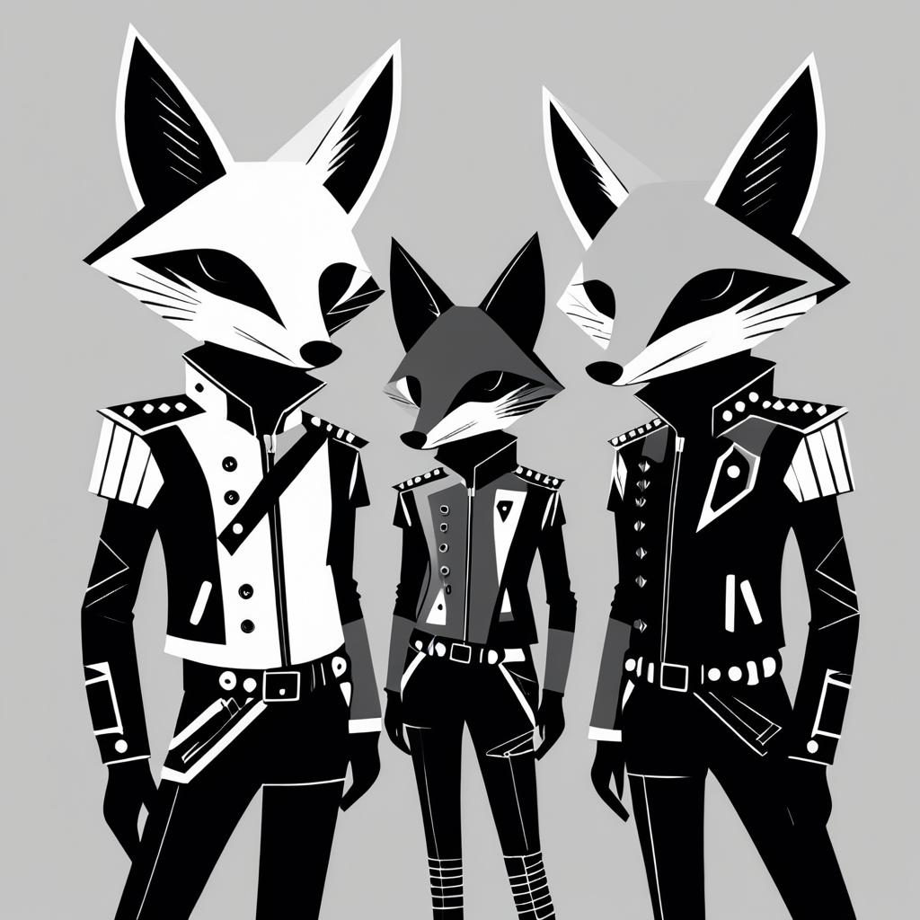 Futuristic Foxes: 80s Punk Band Art