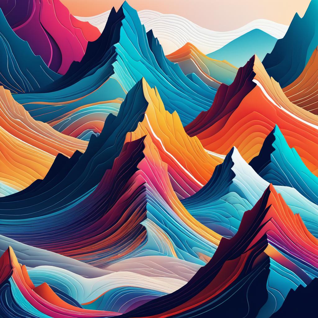 Vibrant Abstract Mountain Landscape Art