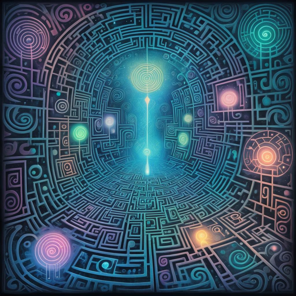 Surreal Creature in a Luminous Labyrinth