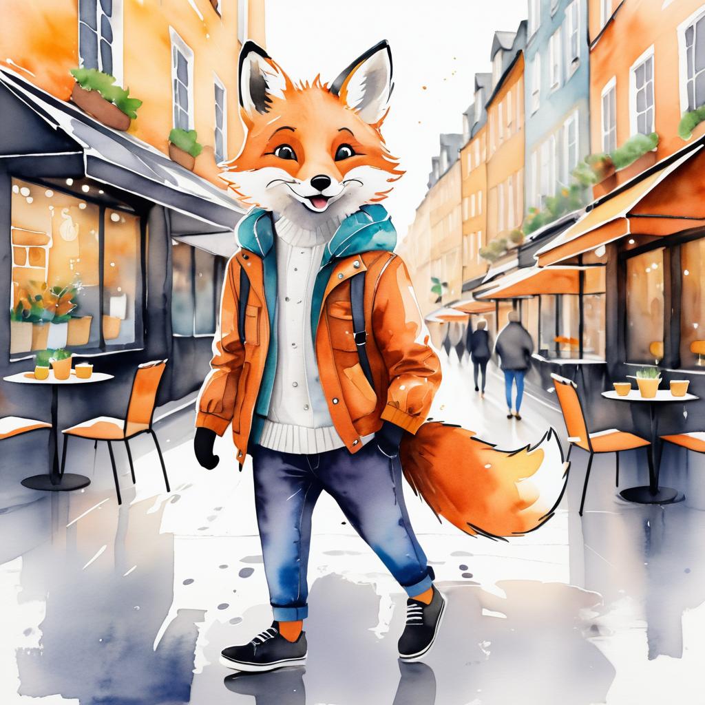 Playful Fox in Trendy Jacket