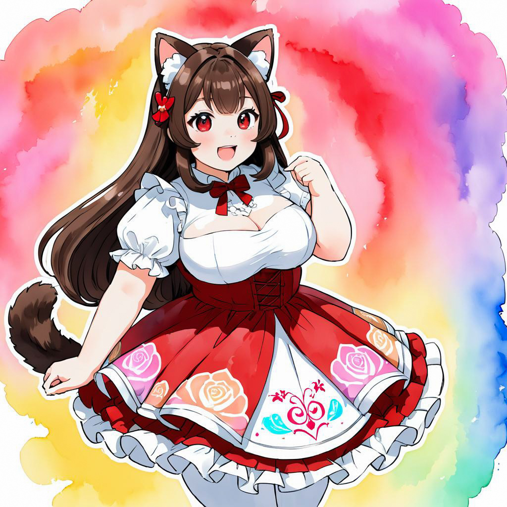 Delighted Anime Fan in Catgirl Outfit