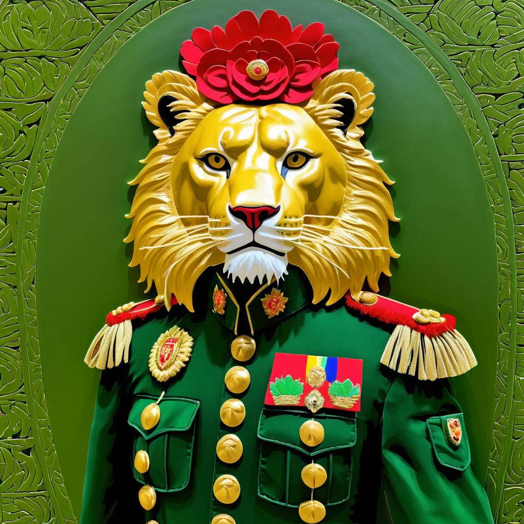 Majestic Lion in Military Regalia