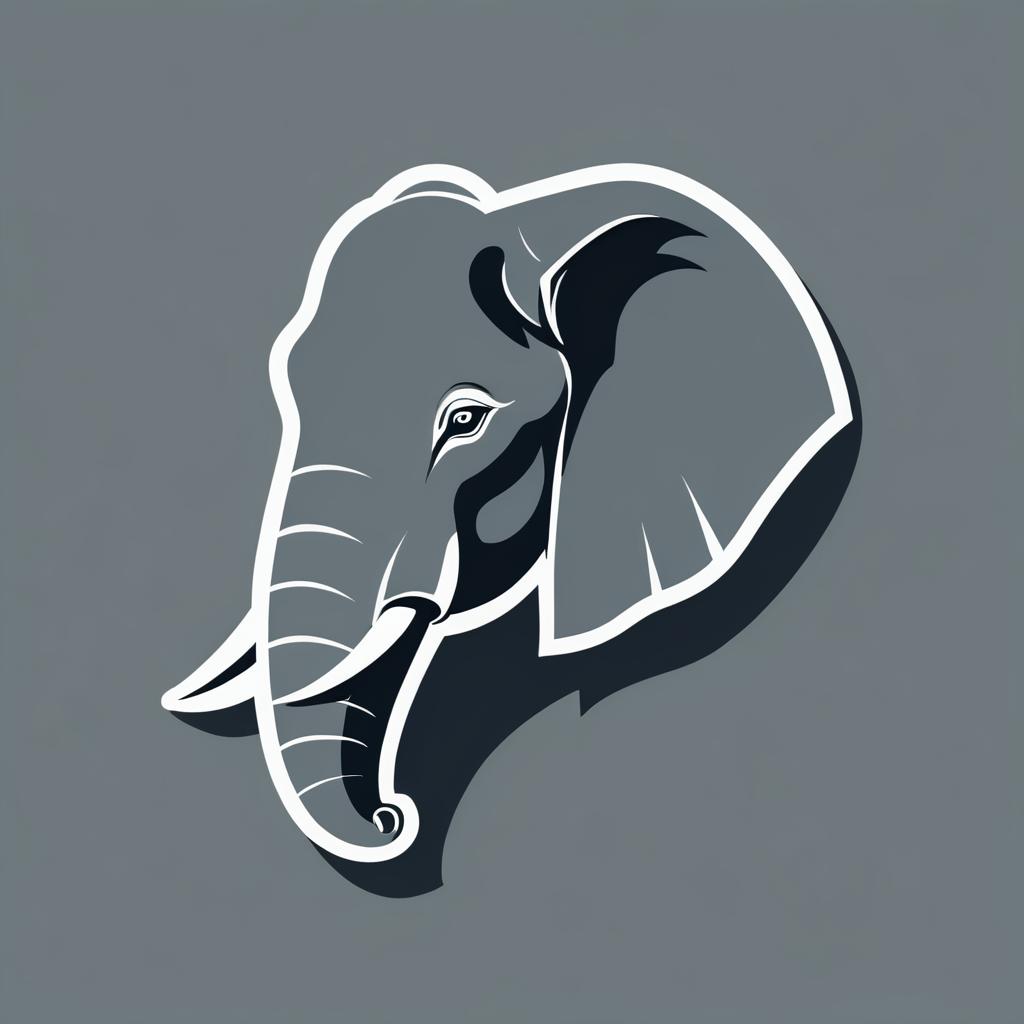 Minimalist Slate Gray Elephant Illustration