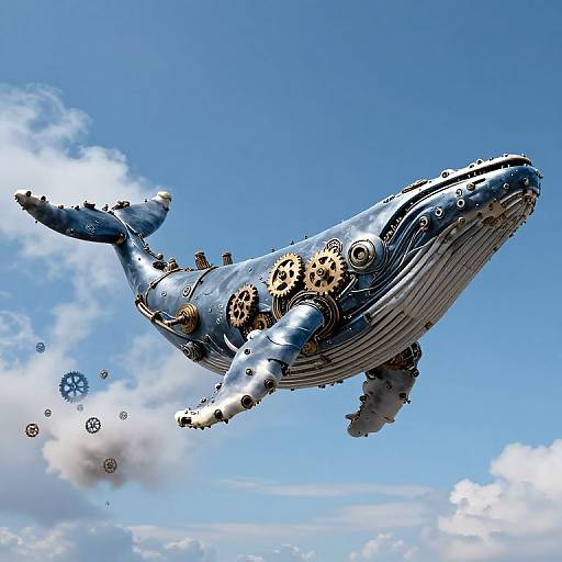 Colossal Mechanical Whale in Sky