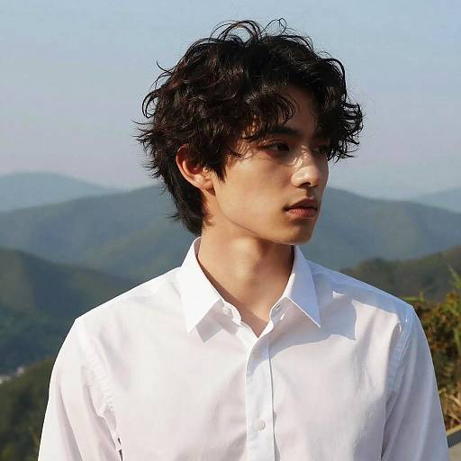 Wavy Blowout Hairstyle on Male Model