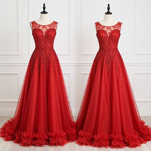 Elegant Red Wedding Gowns Display
