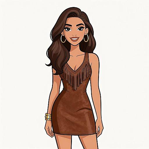 Bohemian Woman in Suede Mini Dress