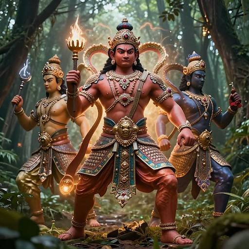 Mythological Hanumans in Mystic Forest