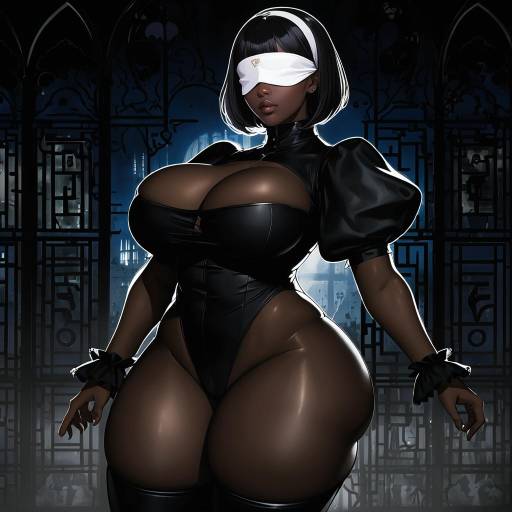 Illustration of 2p (nier:automata), nier (series) in the style of Lucknight