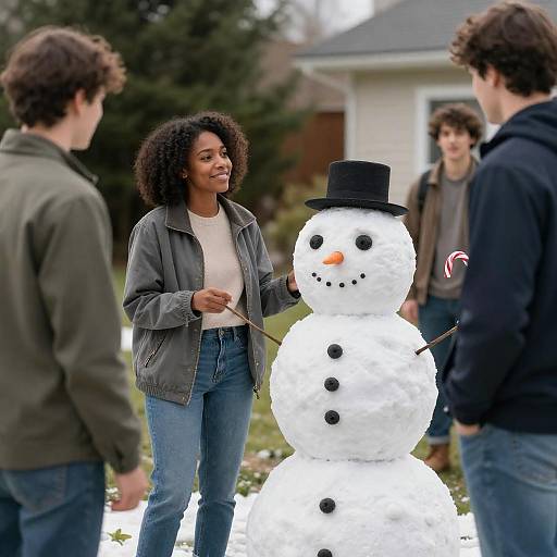 Joyful Winter Scene with Snowman