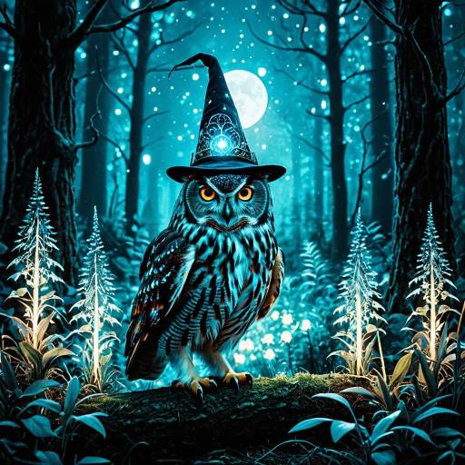 Whimsical Owl in Enchanted Forest Whimsical Owl in Enchanted Forest
