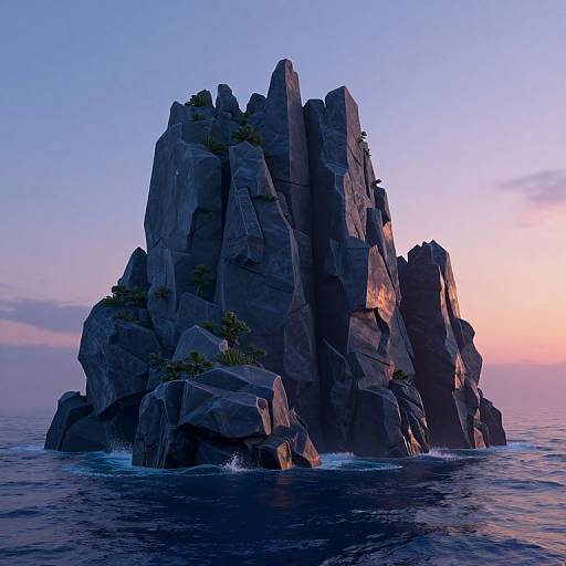 Dramatic 3D Seascape with Rock Formations