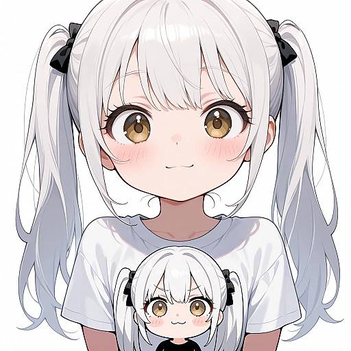 Anime Girl with White Hair in Twintails