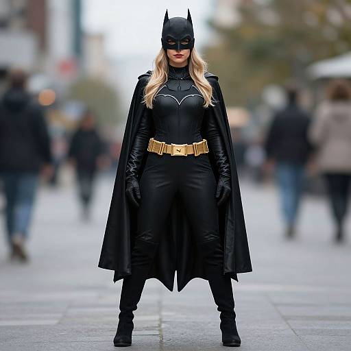 Blonde Woman in Batgirl Costume
