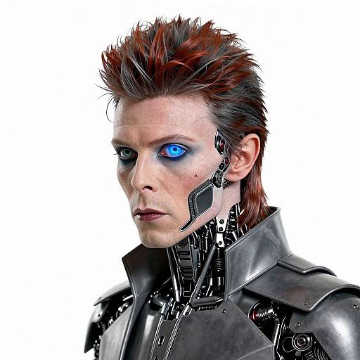 Intricate Bowie-Inspired Cyborg Portrait