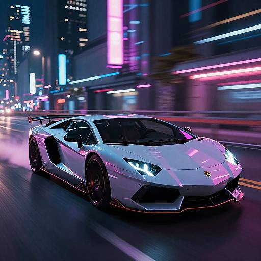 Cyberpunk Anime Lamborghini Night Ride