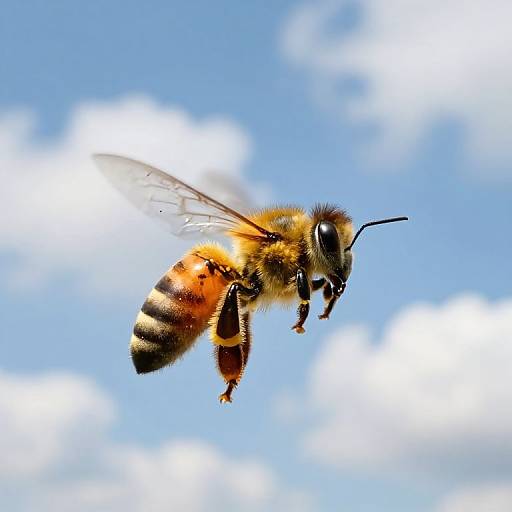 Vibrant Honeybee in Serene Sky