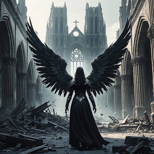 Fallen Angel in Ruined Cathedral