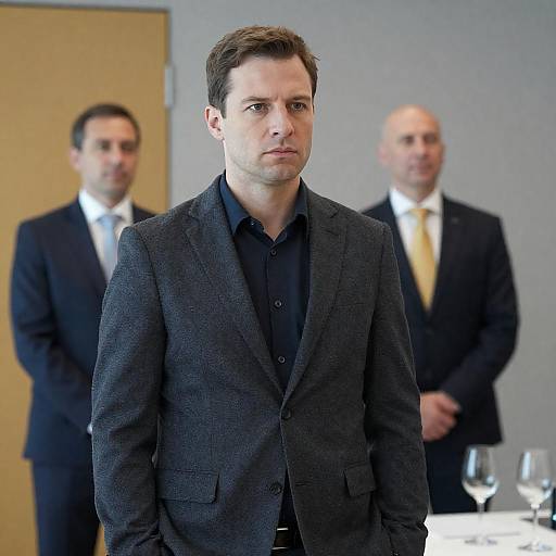 Serious Man in Indoor Setting with Suits
