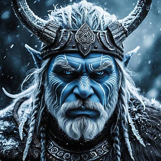 Frost Blue Viking Alien Warrior Portrait