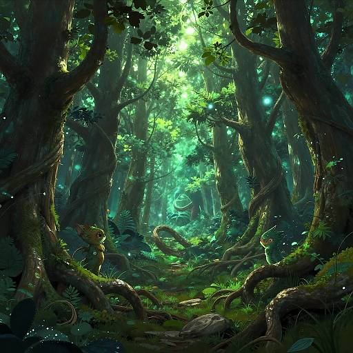 Emerald Mystical Forest Landscape