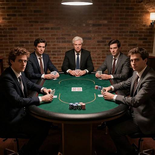 Serious Poker Game Among Six Men