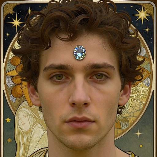 Mystical Portrait with Gem and Stars