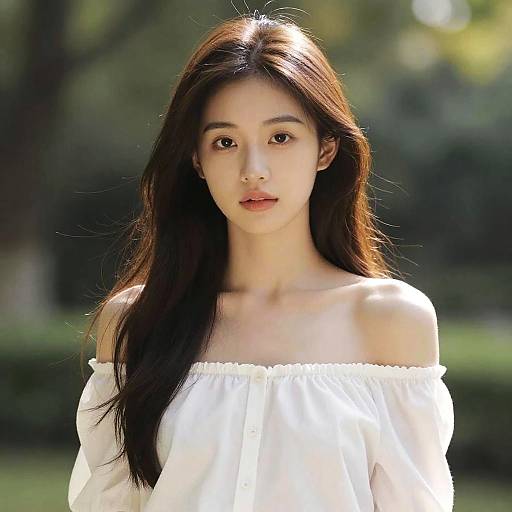 Photorealistic Off-Shoulder Girl Portrait